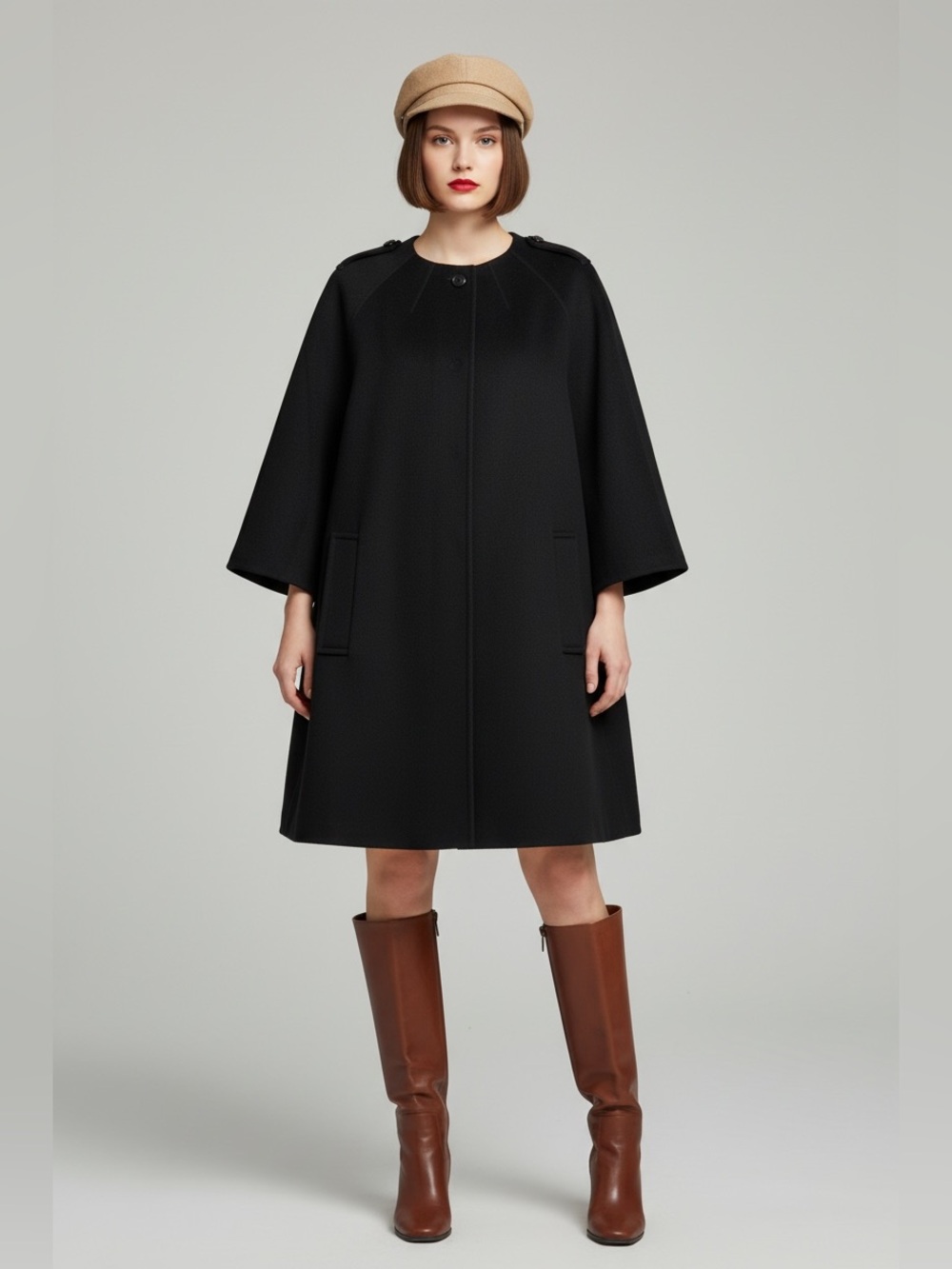 Burberry Black Swing Cape Coat